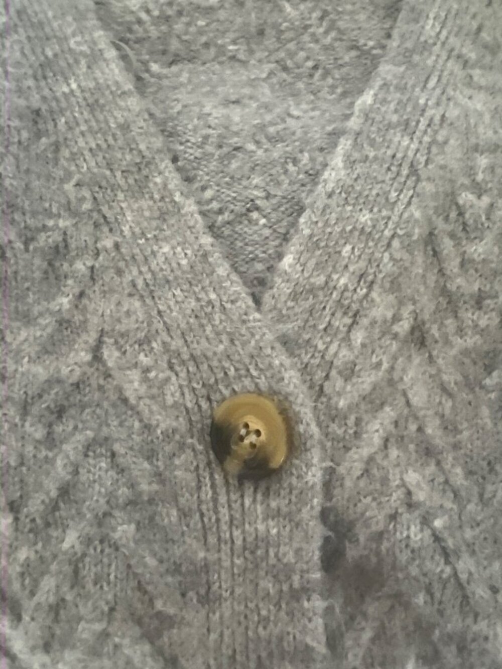 Zara Gray Button-Up Chevron Knit Cardigan Sweater - Picture 3 of 5